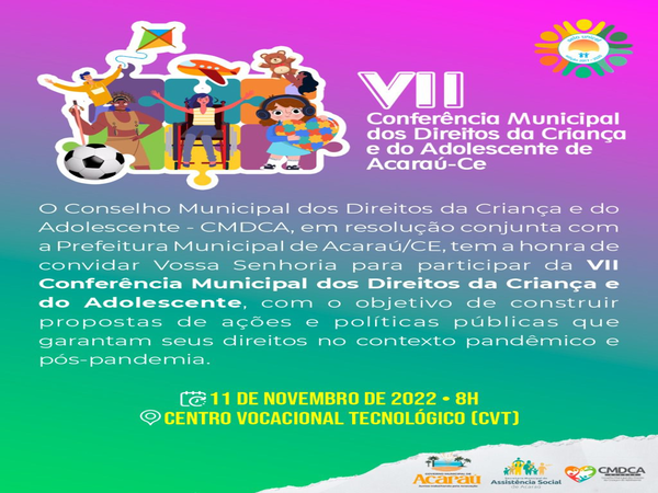 VII Conferência Municipal dos Direitos da Criança e do Adolescente de Acaraú